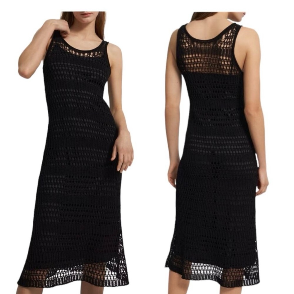Theory Black Crochet Maxi Dress -SIZE MEDIUM -Summer/Beach